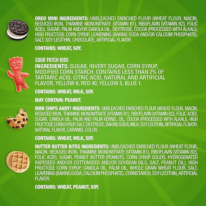 OREO Mini Cookies, CHIPS AHOY! Mini Cookies, SOUR PATCH KIDS Candy & Nutter Butter Bites & Candy