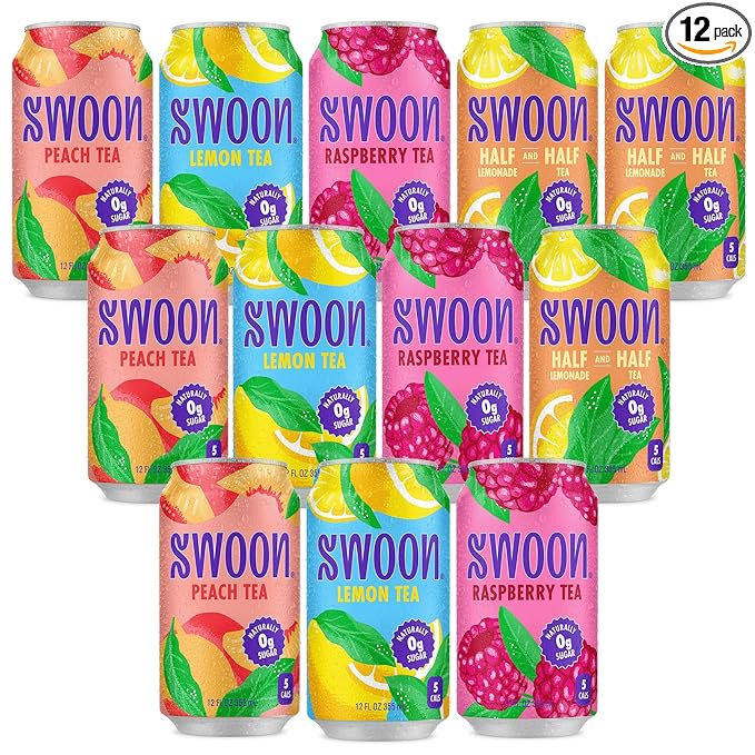 Swoon Sugar Free Iced Tea Classics Variety Pack - Zero Sugar Drinks in Lemon, Raspberry, Peach