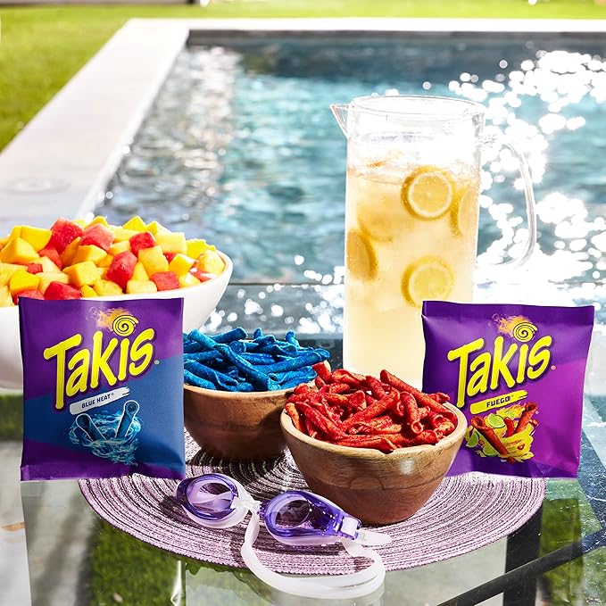 Takis 40 pc / 1 oz Variety Pack - Fuego & Blue Heat Flavored Rolled Tortilla Chips - (20) Fuego