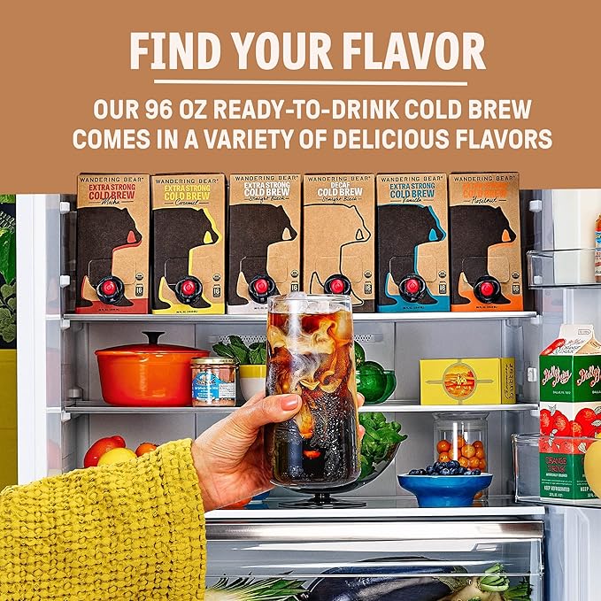 Wandering Bear Decaf Cold Brew Coffee On Tap, 96 fl oz - Bold, Smooth, Unsweetened, Shelf-Stable