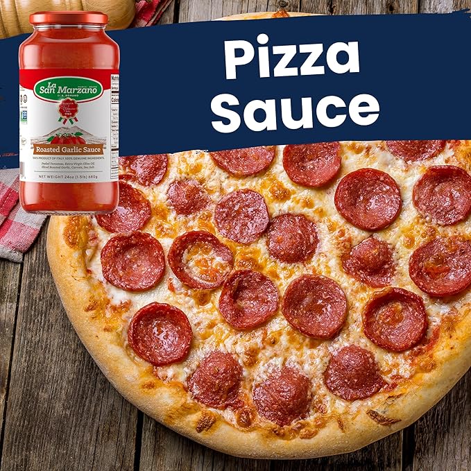 La San Marzano Roasted Garlic Sauce, 24 oz, Pasta Sauce Made in Italy, All Purpose Tomato Premium