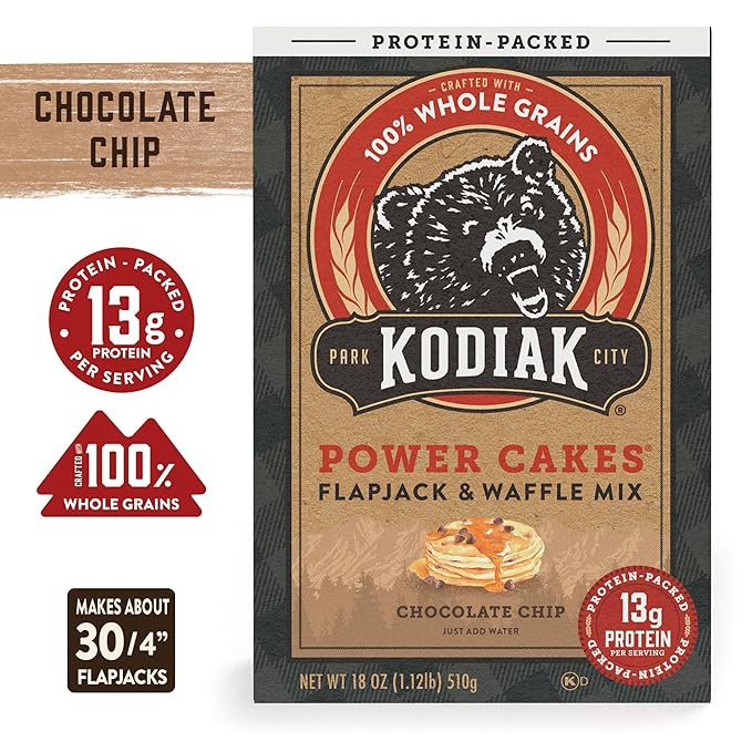 Kodiak Cakes Power Cakes, Pancake & Waffle Mix, Chocolate Chip, High Protein,100% Whole Grains