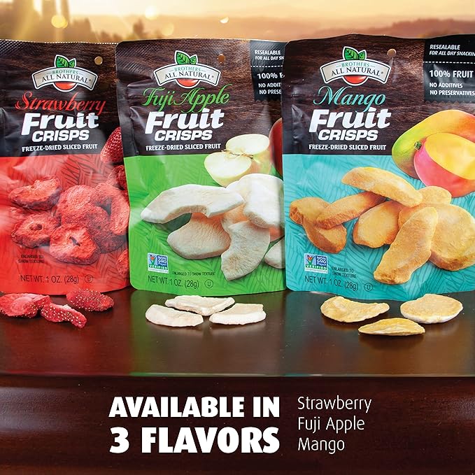 Brothers All Natural Freeze Dried Fruit Crisps, Strawberry, 1 Oz (Pack of 8), Made with 100% Fruit