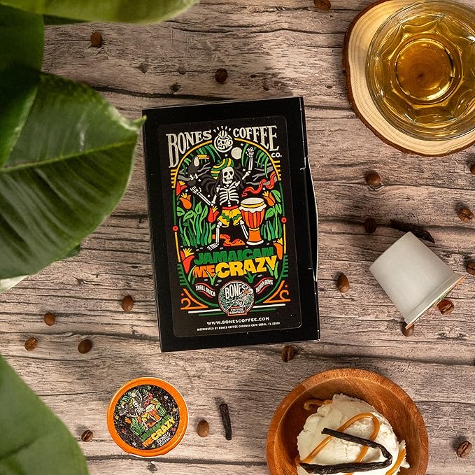 Bones Coffee Company Flavored Coffee Bones Cups Jamaican Me Crazy Flavored Pods | 12ct Single-Serve