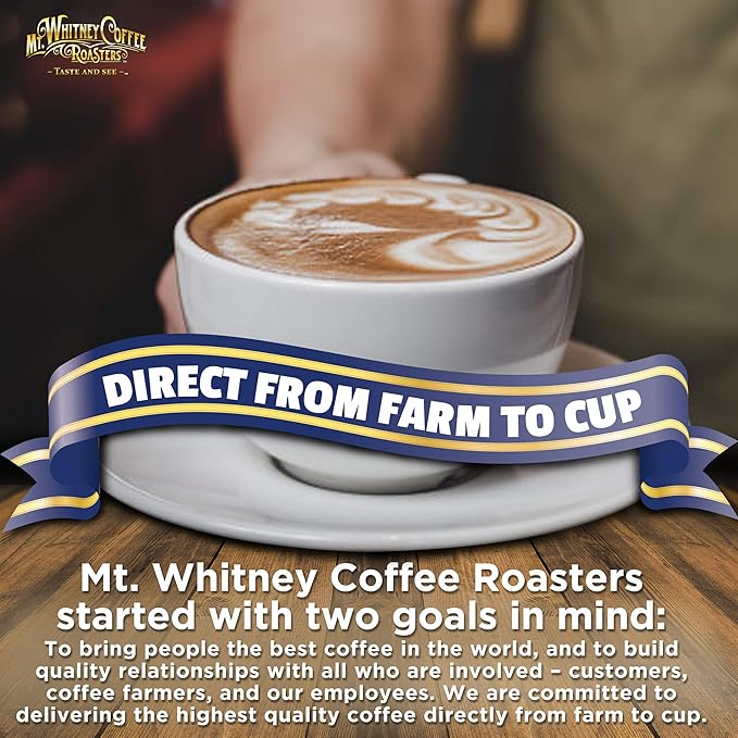 Mt. Whitney Organic Swiss Water, Low Acid, Decaf Coffee from Peru (Whole Bean, 12 Oz)