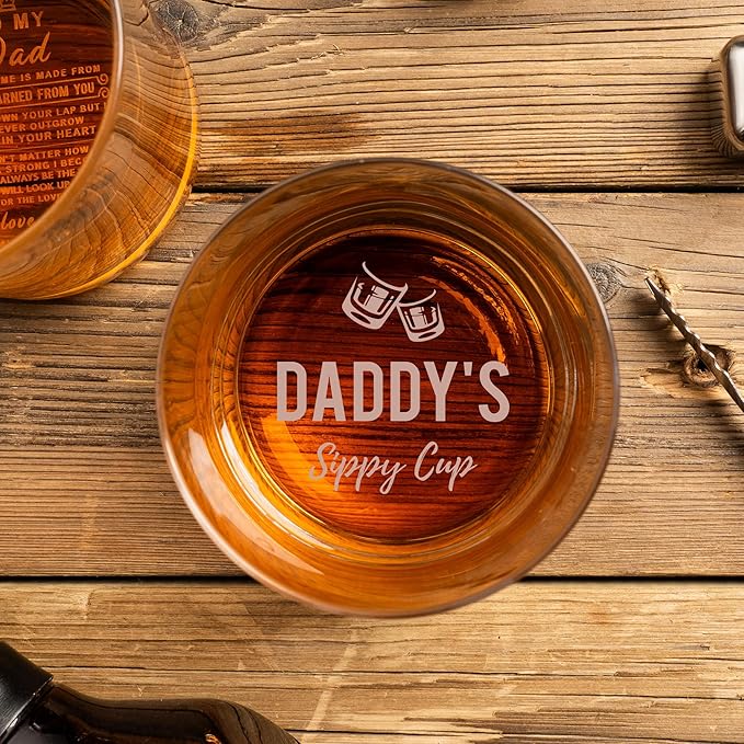 Whiskey Rocks Glass Father's Day Gift For Dad, Daddy's Sippy Cup Whiskey Glasses, Christmas