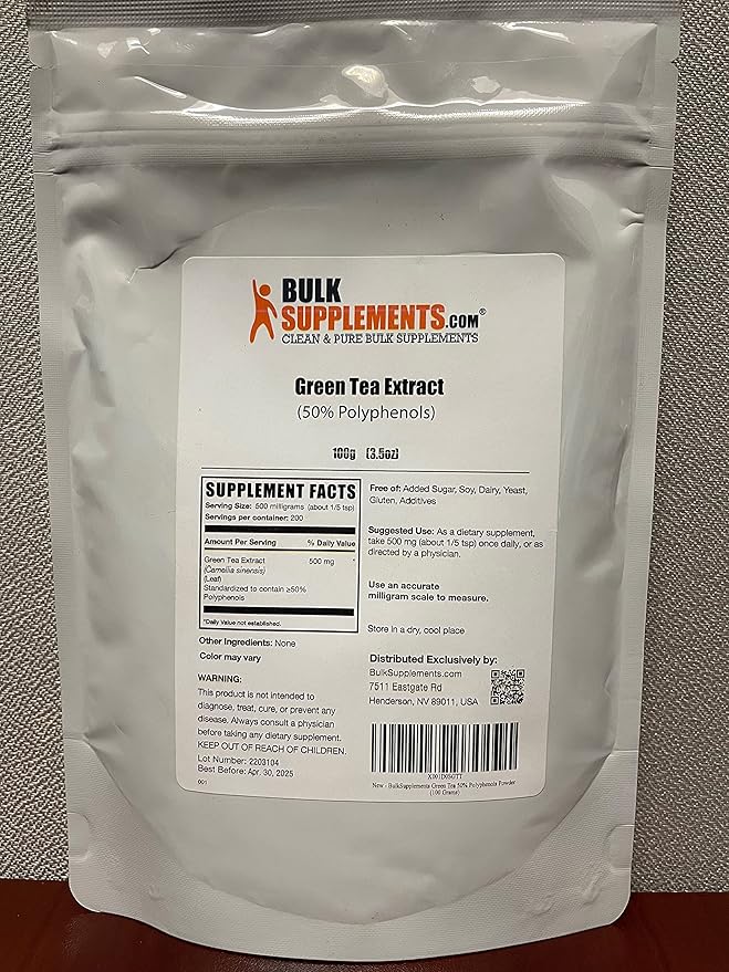 BulkSupplements.com Green Tea Extract Powder - 50% Polyphenol, Green Tea Supplement, Herbal