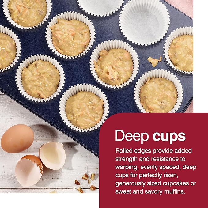 Zyliss E980200 Non-Stick 12 Hole Muffin Tin | Carbon Steel | Dark Blue | Baking Tins/Yorkshire