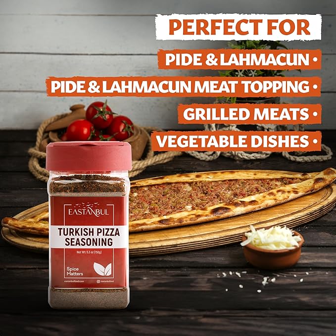 Eastanbul Pizza Seasoning, 5.3oz Turkish Pizza Seasoning, Lahmacun Spice Blend, Pide Spice Mix