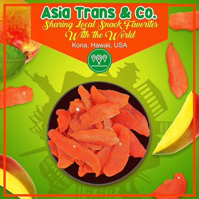 Asia Trans Li Hing Mui Dried Mango | Hawaiian Favorite | Naturally Sweet Dried Fruit Candy with