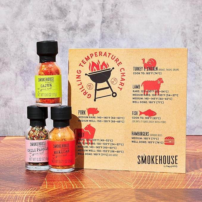 Smokehouse by Thoughtfully, Grilling Spices BBQ Set, Includes BBQ Tongs, Magnet and Flavorful