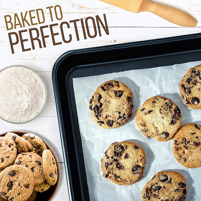 NutriChef 2-Piece Non-Stick Baking Sheet Pan Set - Premium Carbon Steel Cookie Sheets for Baking
