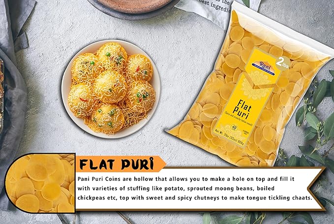Rani Pani Puri Coins 32oz (2lbs) 907g, Bulk Pack 330-335 Coins ~ Uncooked, Microwaveable wheat and