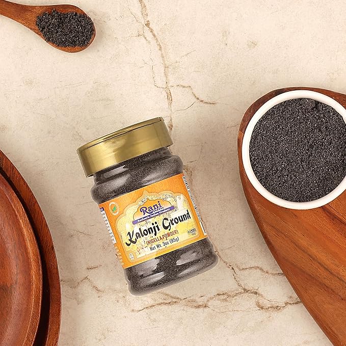 Rani Kalonji (Black Seed, Nigella Sativa, Black Cumin) Ground, Powder 3oz (85g) PET Jar ~ All
