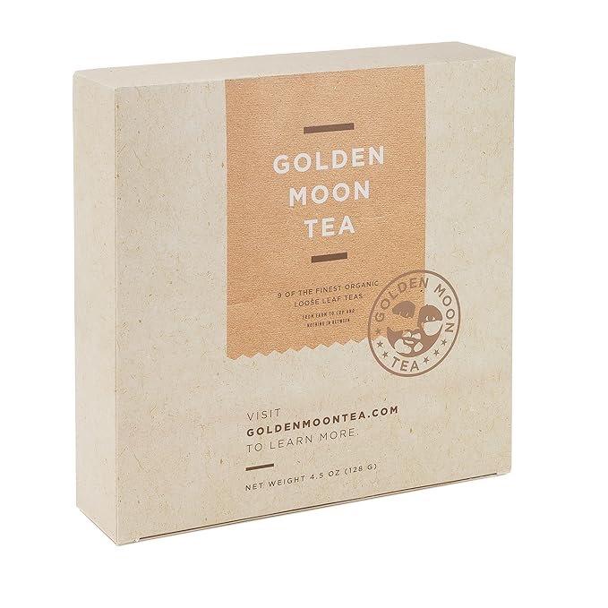 Golden Moon Tea Variety Pack - 9 Loose Leaf Tea Sampler - Organic Black, Green, White, and Herbal