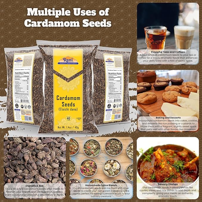 Rani Cardamom (Elachi) Decorticated Seeds Indian Spice 1.4oz (40g) ~ All Natural | Vegan | Gluten