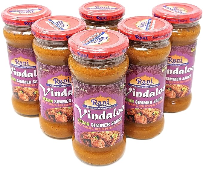 Rani Vindaloo Curry Vegan Simmer Sauce (Spicy Tomato, Red Peppers & Spices) 14oz (400g) Glass Jar