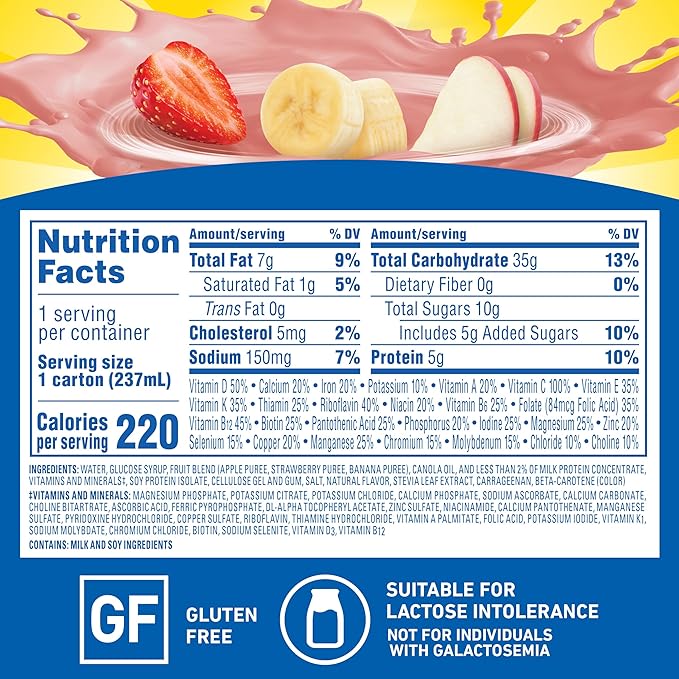 Carnation Breakfast Essentials Fruit and Protein Smoothie Nutritional Drink, Strawberry Banana, 24