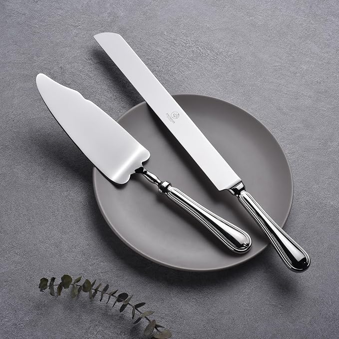 2 Piece Wedding Cake Server Set,18/10 Stainless Steel Dessert Set Pie Server Cake Cutter Knife for
