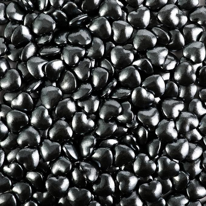 Kasvan Black Heart Shapes Sprinkles - Edible Candy Pearls 130g/4.58 Oz, Mix Size, Baking Cake