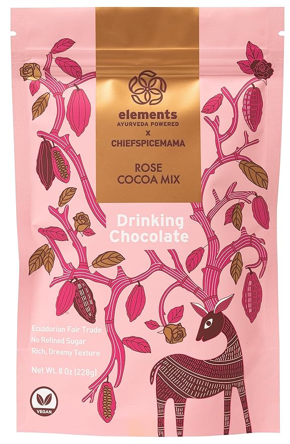 Elements Truffles Rose Essential Oil Hot Chocolate - Heavy Metal Tested- All-Natural, Handmade Hot