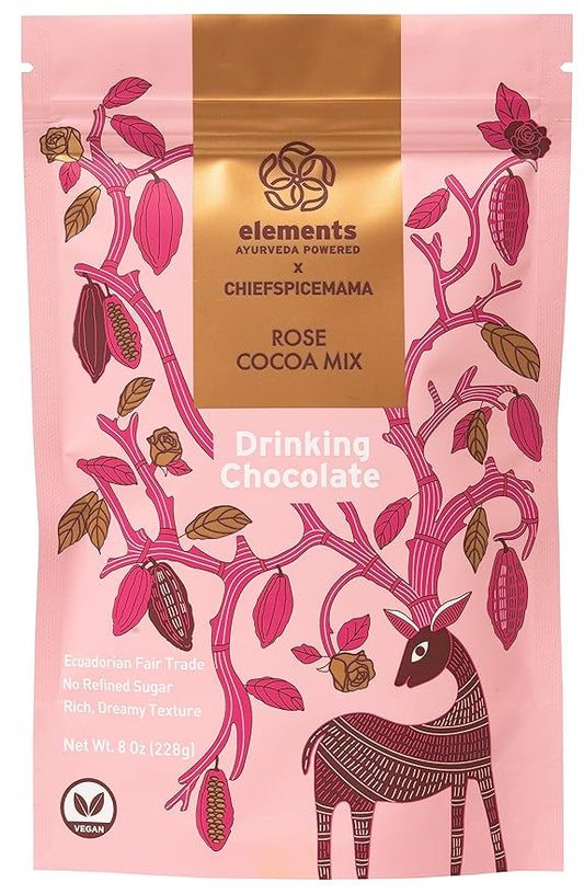 Elements Truffles Rose Essential Oil Hot Chocolate - Heavy Metal Tested- All-Natural, Handmade Hot