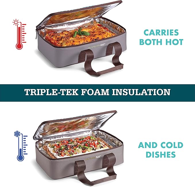 Rachael Ray Lasagna Lugger, Thermal Insulated Casserole Carrier for Hot or Cold Food, Lugger Tote