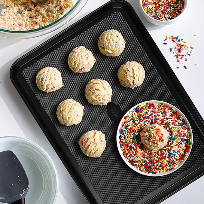 Baker's Secret Baking Sheet Pan Set, 3x Cookie Sheets for Oven, Diamond Texture Premium Air Flow