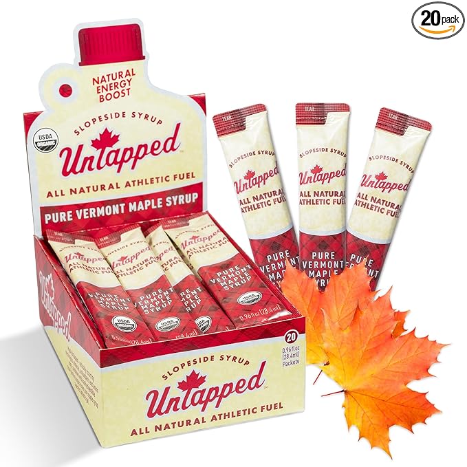 UnTapped Vermont Maple Syrup Packets for Athletes, Box of 20-0.96 Fl Oz | Organic Pure Maple Syrup