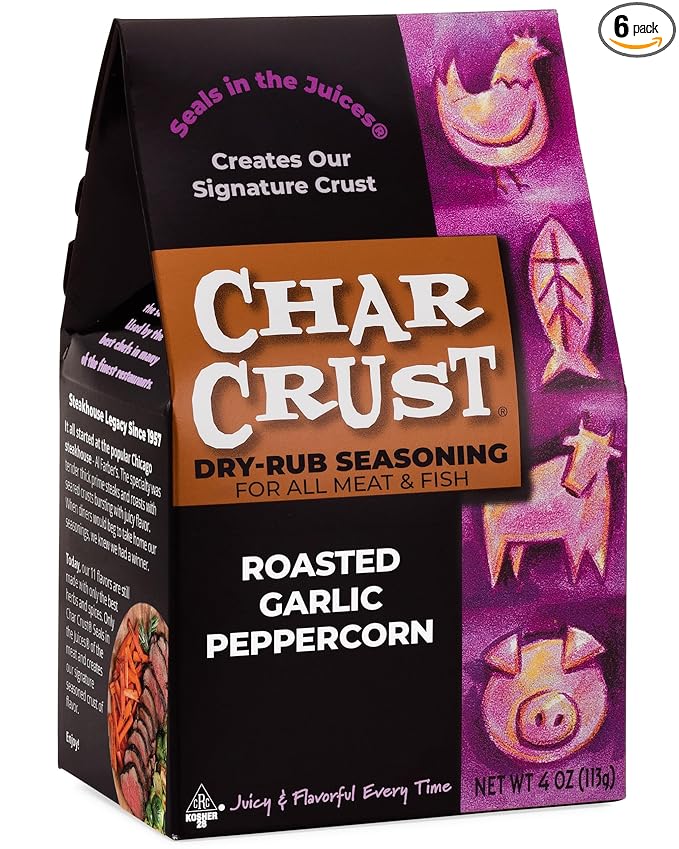 Char Crust Dry-Rub Seasonings Roasted Garlic Peppercorn | All-in-one seasonings | Perfect for