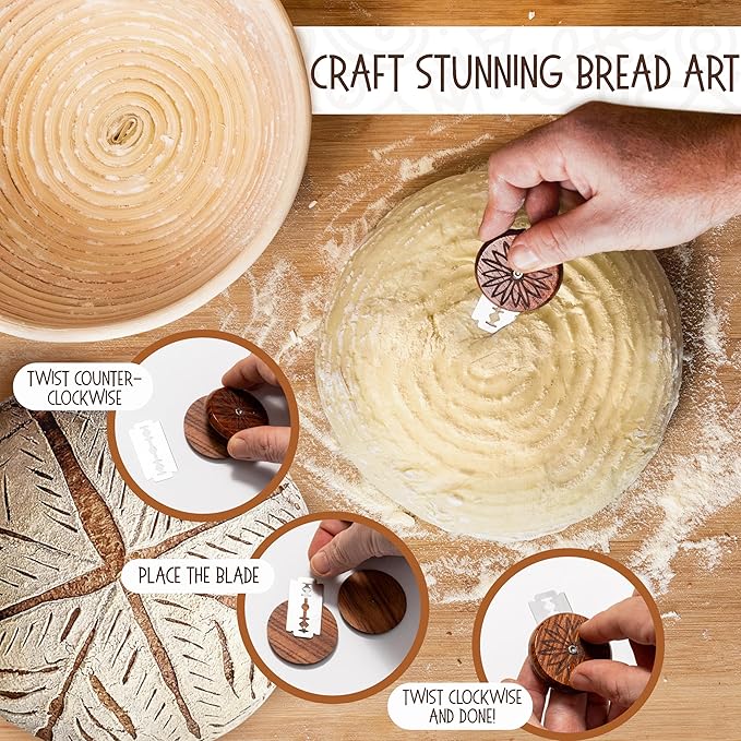 Superbaking Sourdough Proofing Basket Gift Set, Round 9" & Oval 10" Banneton, Sourdough Starter