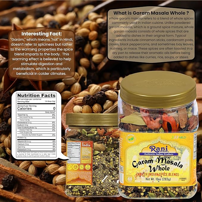 Rani Garam Masala Indian 11 Whole Spices Blend 10oz (283g) PET Jar ~ All Natural, Salt-Free | Vegan