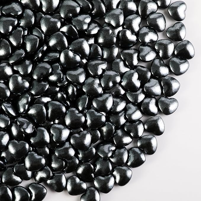 Kasvan Black Heart Shapes Sprinkles - Edible Candy Pearls 130g/4.58 Oz, Mix Size, Baking Cake