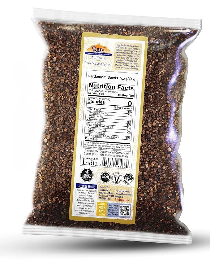 Rani Cardamom (Elachi) Decorticated Seeds Indian Spice 7oz (200g) ~ All Natural | Vegan | Gluten