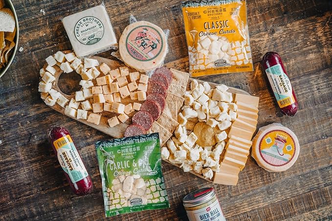 Cheese Bros Game Day Deluxe Gift Box | Fresh from Wisconsin | Includes Goudas, Curds, 8-Year Aged