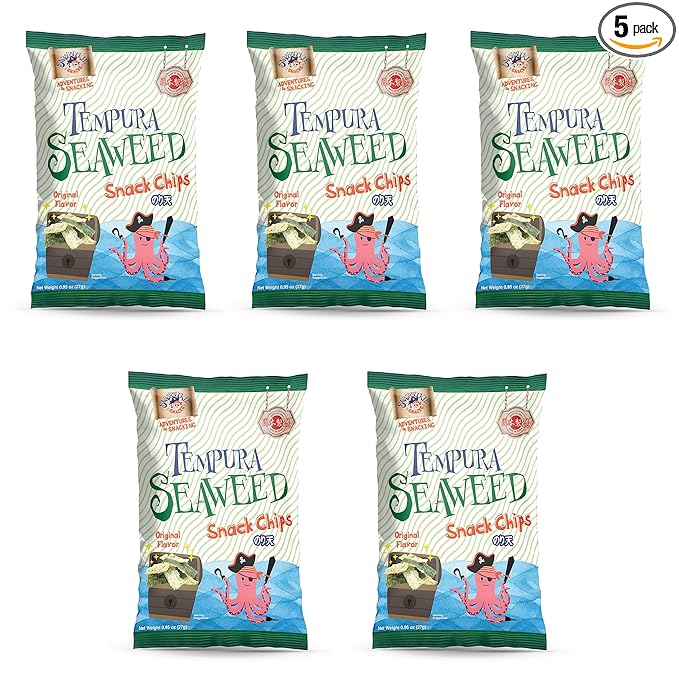 Japanese Tempura Seaweed Snack Chips, Noriten ??Original Flavor | 0.95oz x 5 | Made in Japan by