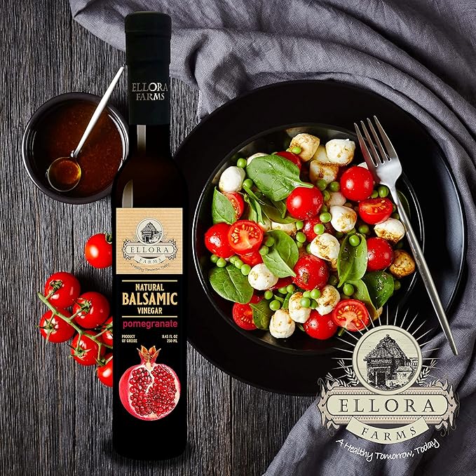 Ellora Farms, Pomegranate Infused Thick Aged Balsamic Vinegar, No-Added Sugar, No-Preservatives