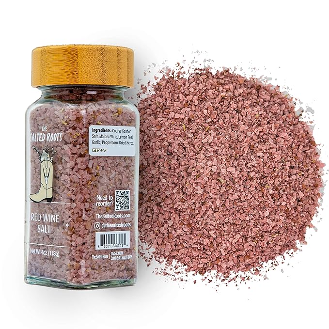 The Salted Roots - Red Wine Salt - Bold & Smoky Seasoning - Infused with Red Wine, Peppercorn