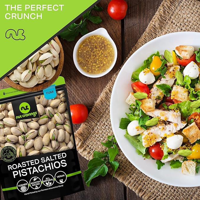 NUT CRAVINGS - Freshly Roasted & Salted California Pistachios (32oz - 2 LB) Packed Fresh in