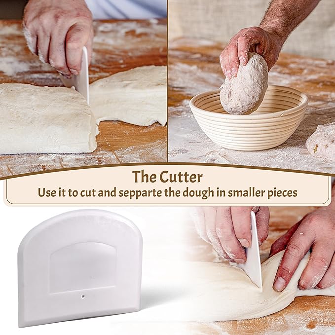 Sourdough Bread Baking Supplies Starter Kit, Banneton Proofing Basket 9'' Round, Sourdough Starter