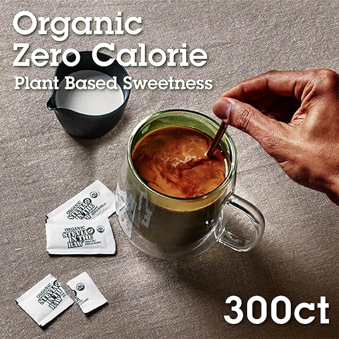 Stevia In The Raw Organic Stevia Sweetener Packets, 300 Ct, Zero Calorie Stevia Sugar Substitute