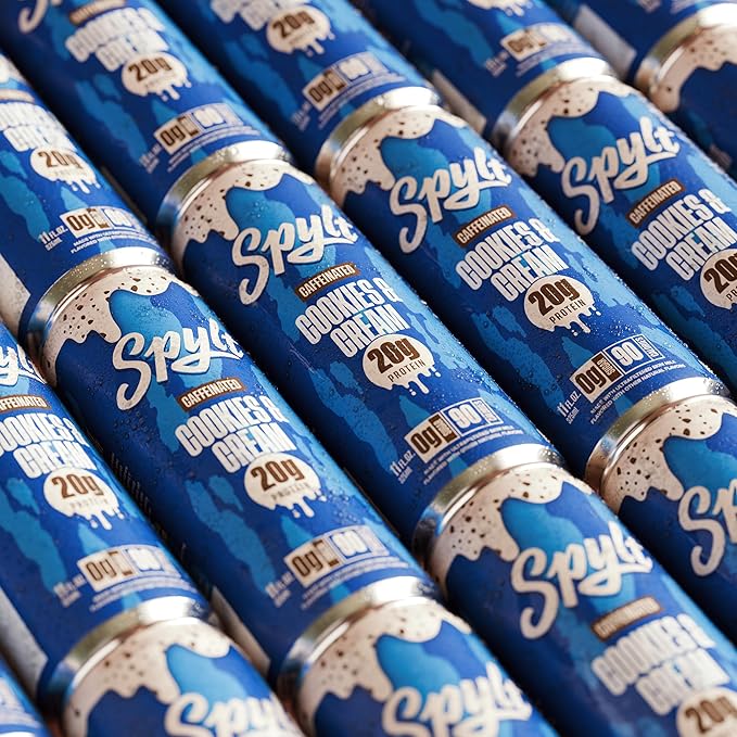 Spylt High Protein Cookies & Cream Milk with 60mg Caffeine & 20g Protein - 90 Calories, Ready to