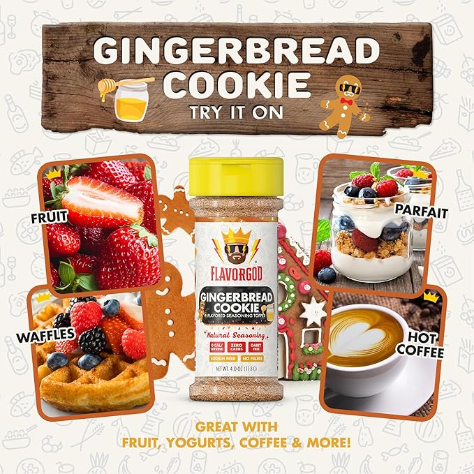 Gingerbread Cookie Seasoning Mix by Flavor God - Premium All Natural & Healthy Spice Blend for Ice