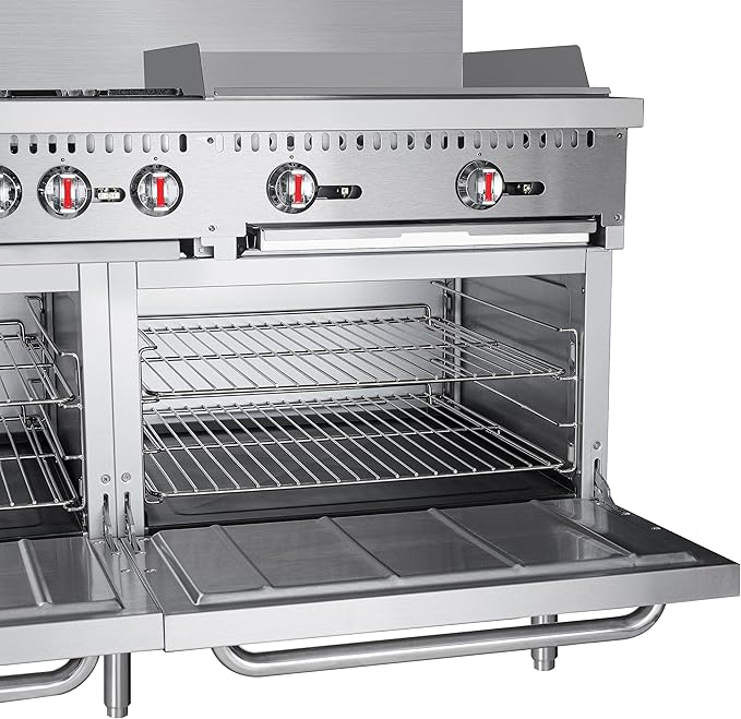 KoolMore KM-CRG60-LP 60 in. 6 Burner Commercial Liquid Propane Range with 24 in. Griddle, Solid
