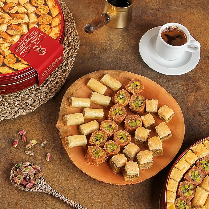 Zalatimo Sweets Since 1860, 100% All Natural Assorted Baklava, Slightly Sweet Baklava in Round