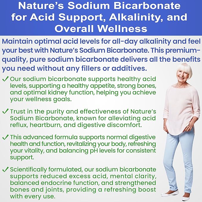 Nature’s Sodium Bicarbonate Organic Use Aluminum Free Baking Soda. No Chemical Pure Baking Soda