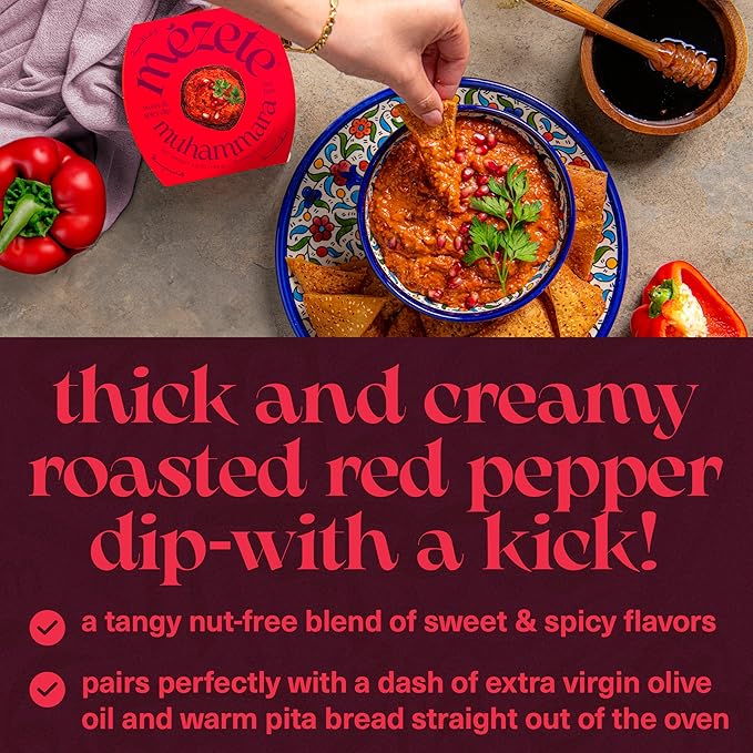 Mezete Nut-Free Dip | No Added Oils | Free from Preservatives & Additives | Muhammara Gourmet Dip |