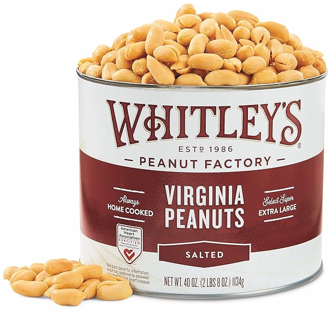 Whitley?셲 Salted Virginia Peanuts ??Super Extra Large 'Home Cooked' Virginia Peanuts (40 Ounce Tin)