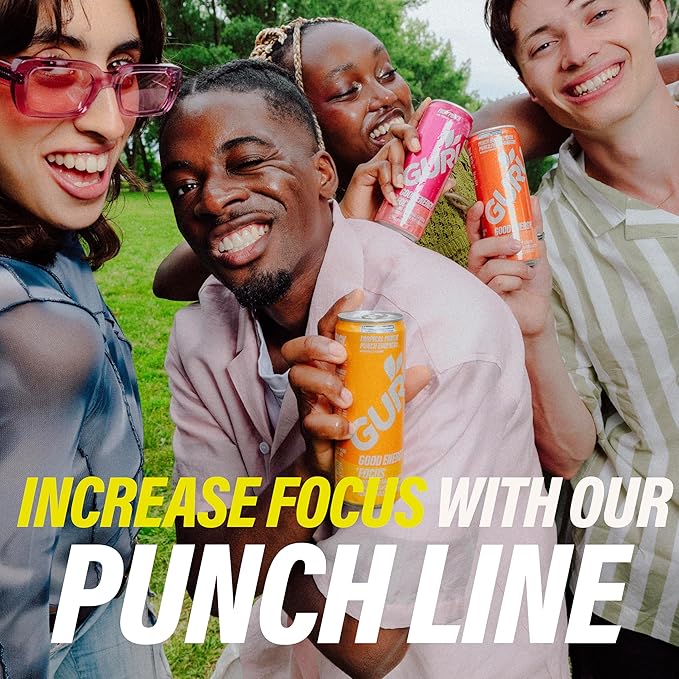 GURU Tropical Punch Organic Energy Drinks, Clean Energy Drink with Plant Based Natural Caffeine