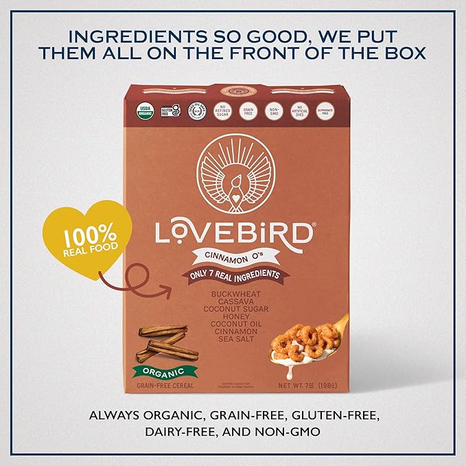 Lovebird Healthy Cereal That Actually Tastes Good - Organic & 100% Real Food, No Refined Sugar &